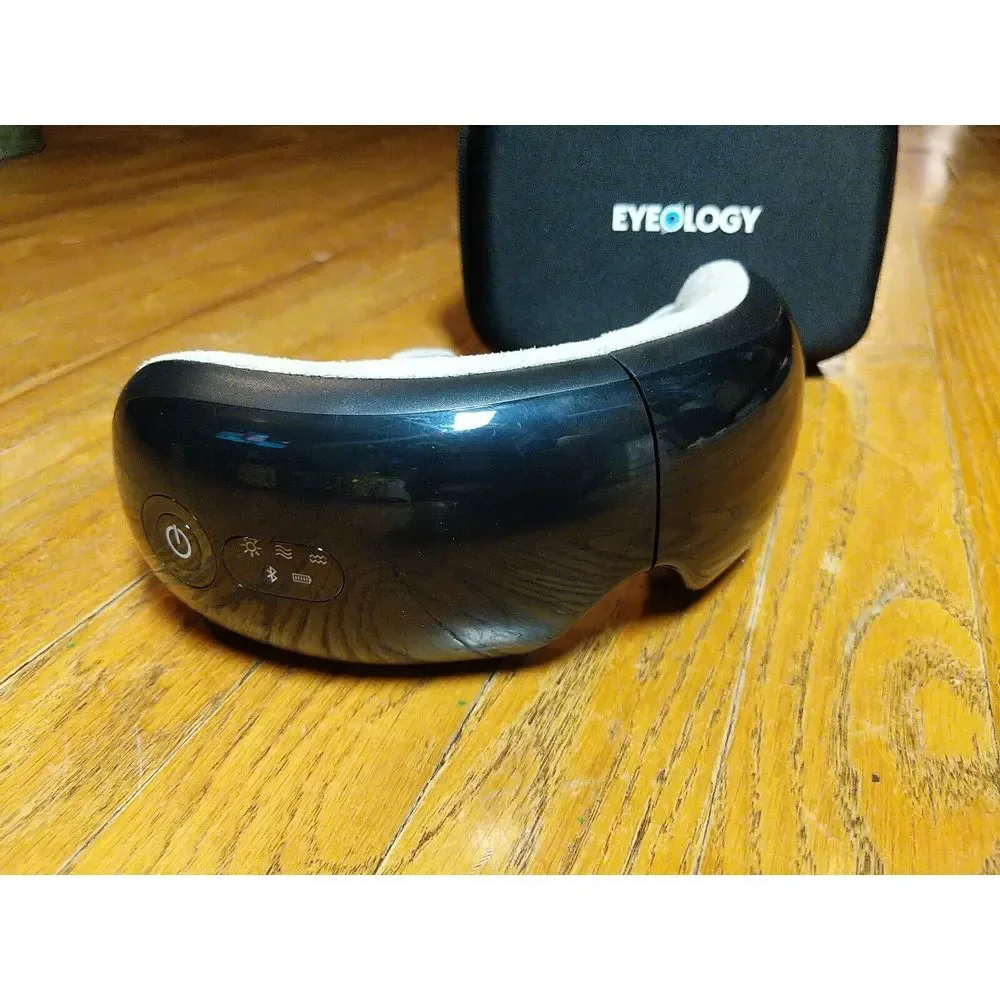 Eyeology Eye Massager with Heat, Vibrating‎ Eye Mask for Fatigue Relief Black